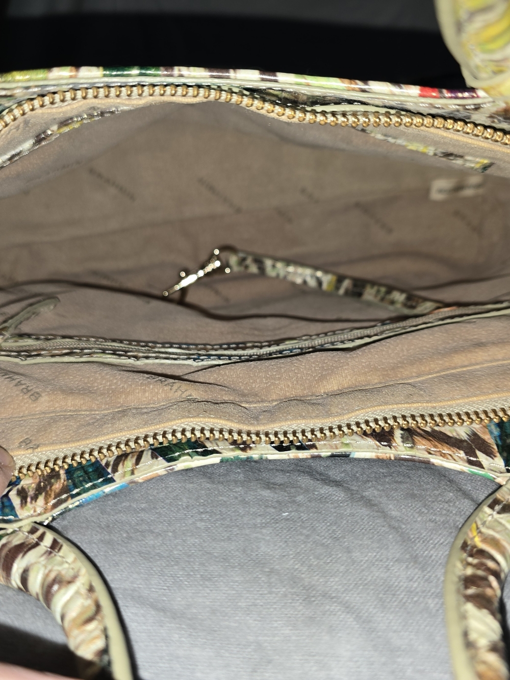 Brahmin Multicolor Embossed Leather Satchel with Wristlet - Picture 4 of 4